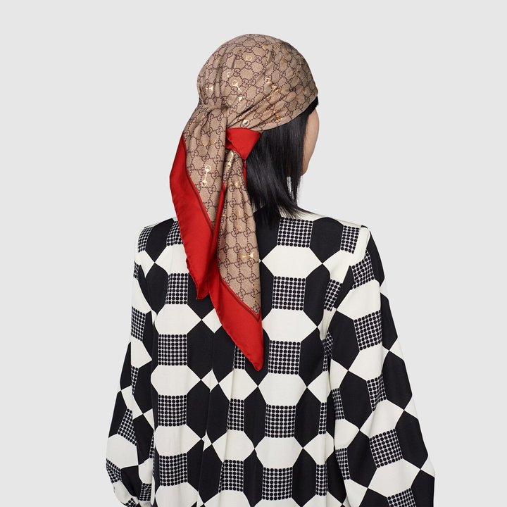 GG Print With Horsebit Silk Carré - Scarf & Shawl