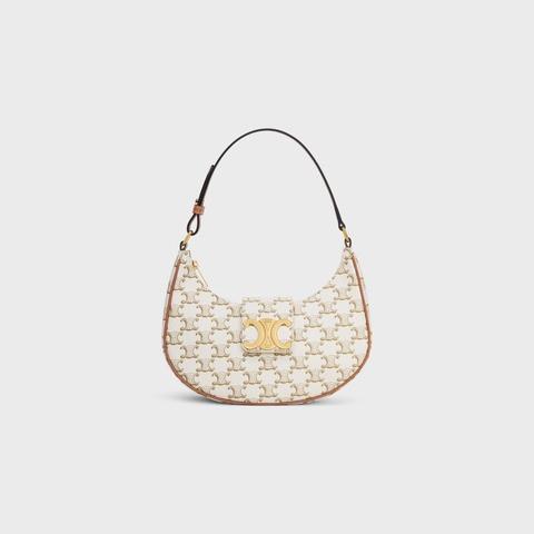 Ava Triomphe Soft Bag In Triomphe Canvas And Calfskin White - Leather Women's Bag - Bagsfits