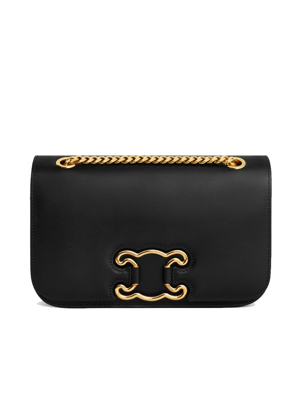 Medium Bag Triomphe Frame in Shiny Calfskin Black - Leather Women's Bag - Bagsfits