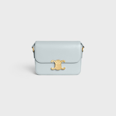 Teen Triomphe Bag In Shiny Calfskin Soft Blue - Leather Women's Bag - Bagsfits