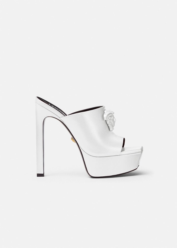White La Medusa Platform Mules - Women's Designer Shoes - Bagsfits