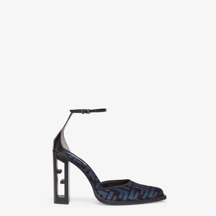 High-Heeled FF Chenille Court Shoes - Women's Designer Shoes