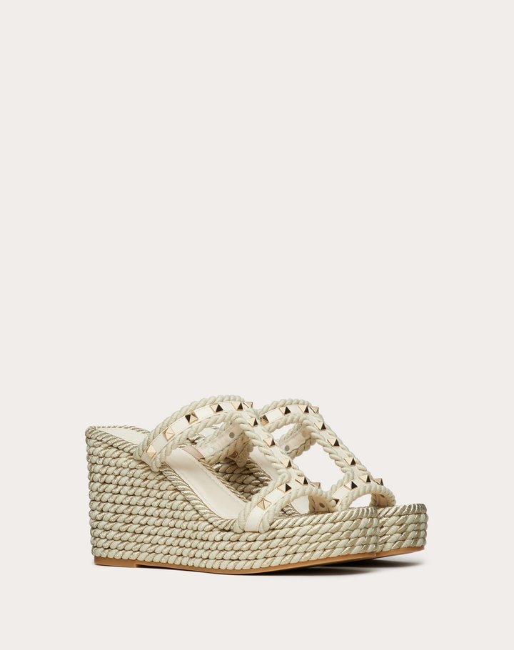 Rockstud Wedge In Calfskin 90 Mm - Women's Designer Shoes