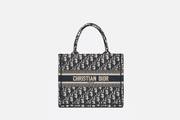 Blue Dior Oblique Embroidery Small Book Tote Bag - Leather Women's Handbag - Bagsfits