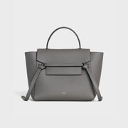 Grey Micro Belt Bag In Grained Calfskin - Leather Women's Handbag - Bagsfits