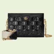 Black GG Matelassé Leather Shoulder Bag - Leather Women's Handbag - Bagsfits