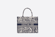 Blue Toile de Jouy Embroidery Small Book Tote - Women’s Leather Bag