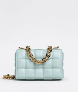 Teal Washed Chain Cassette Leather Bag - Leather Women's Handbag - Bagsfits