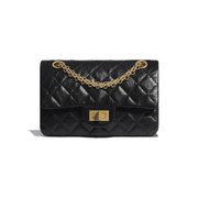 Black Aged Calfskin Mini 2.55 Handbag - Leather's Women Shoulder Bag
