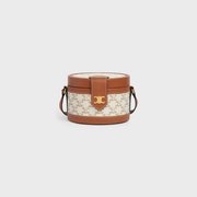 White Medium Tambour Bag In Triomphe Canvas And Calfskin - Leather Women's Handbag - Bagsfits