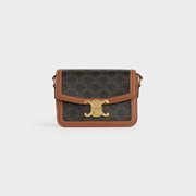 Tan Teen Triomphe Bag In Triomphe Canvas And Calfskin - Leather Women's Handbag - Bagsfits