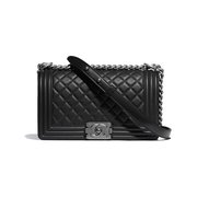 Black Calfskin Medium Boy Bag - Leather Women's Handbags