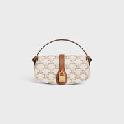 White Clutch On Strap In Triomphe Canvas And Calfskin - Leather Women's Handbag - Bagsfits