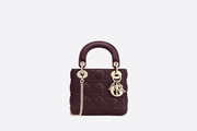 Amaranth Cannage Lambskin Mini Lady Bag - Leather Women's Handbag - Bagsfits