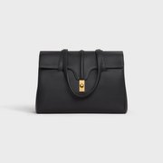 Black Medium Soft 16 Bag In Supple Rained Calfskin - Leather Women's Handbag - Bagsfits