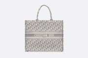 Gray Oblique Embroidery Book Tote - Women’s Leather Bag