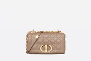 Warm Taupe Supple Cannage Calfskin Medium Caro Bag - Leather Women's Handbag - Bagsfits