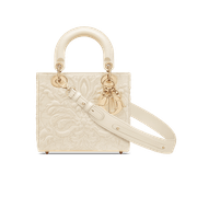 Latte Quilted-Effect Lambskin with Ornamental Motif Small My ABCDr Bag - Leather Women's Handbag - Bagsfits