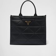Black Large Leather PRD Symbole Bag With Topstitching - Leather Women's Handbag - Bagsfits
