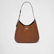 Large Leather Shoulder Bag With Topstitching - Leather Women's Handbag - Bagsfits