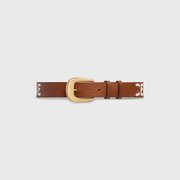 Large Western Belt In Vintage Calfskin With Embroidery - Leather Women Belt