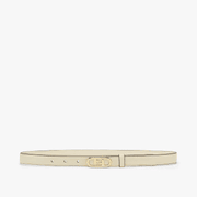 White Leather Belt Narrow Belt With Loop And O’Lock Stud Buckle - Leather Women's Belts - Bagsfits