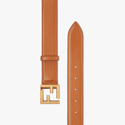 Natural Coloured Leather Belt With Loop And FF Stud Buckle - Leather Women's Belts - Bagsfits