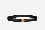 Black Smooth Calfskin D-Fence Belt - Leather Women Belt