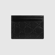 Black GG Signature Leather Card Case - Leather Women's Wallet - Pursefit
