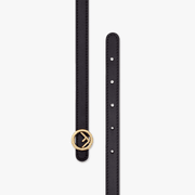 Black Leather Slim Belt With Round Buckle - Leather Women's Belts - Bagsfits