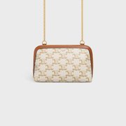 White Clutch With Chain In Triomphe Canvas And Lambskin - Leather Women's Handbag - Bagsfits