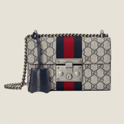 Beige & Blue GG Padlock Small Shoulder Bag - Leather Women's Handbag - Bagsfits