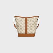 White Small Bucket In Triomphe Canvas And Calfskin - Leather Women's Handbag - Bagsfits