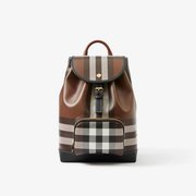 Check and Leather Backpack - Leather Women's Backpack - Bagsfits