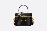 Black Calfskin with Embossed CD Signature Small CD Signature Vanity Case - Leather Women's Bag - Bagsfits