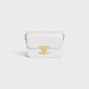 Teen Triomphe Bag In Shiny Calfskin Arctic White - Leather Women's Bag - Bagsfits