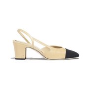 Beige & Black Goatskin Slingbacks - Women's Designer Pumps