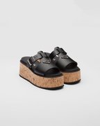 Black Rubber Wedge Platform Sandals - Women's Designer Shoes