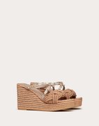 Rockstud Wedge Sandal In Calfskin Leather 105 Mm - Women's Designer Shoes