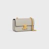 Pale Grey Chain Shoulder Bag Triomphe In Shiny Calfskin - Leather Women's Handbag - Bagsfits