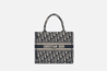Blue Dior Oblique Embroidery Small Book Tote Bag - Leather Women's Handbag - Bagsfits