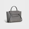 Grey Micro Belt Bag In Grained Calfskin - Leather Women's Handbag - Bagsfits
