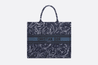 Blue Dior Roses Embroidery Large Book Tote - Leather Women's Handbag - Bagsfits