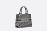 Blue Dior Oblique Embroidery Small Book Tote Bag - Leather Women's Handbag - Bagsfits