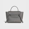 Grey Micro Belt Bag In Grained Calfskin - Leather Women's Handbag - Bagsfits