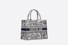 Blue Toile de Jouy Embroidery Small Book Tote - Women’s Leather Bag
