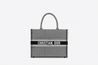 Black and White Houndstooth Embroidery Small Book Tote - Women’s Leather Bag