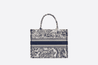 Blue Toile de Jouy Embroidery Small Book Tote - Women’s Leather Bag