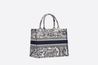 Blue Toile de Jouy Embroidery Small Book Tote - Women’s Leather Bag