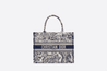 Blue Toile de Jouy Embroidery Small Book Tote - Women’s Leather Bag